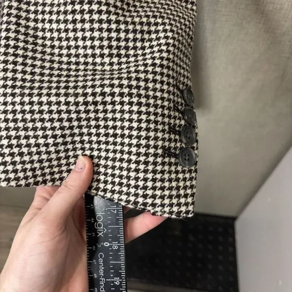 J. Peterman Men's 40R Houndstooth Wool/Cashmere Suit Jacket Sport Coat Blazer